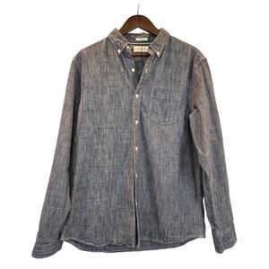 Hawker Rye Gray Chambray Cotton Regular Fit Button Down Casual Mens Large